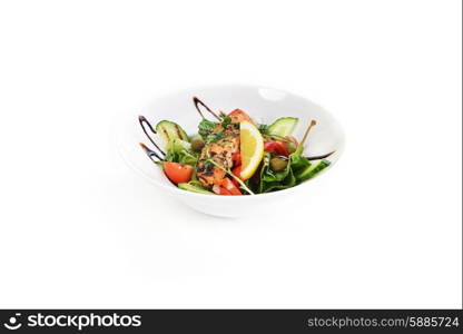 salad of vegetables and meat on dish