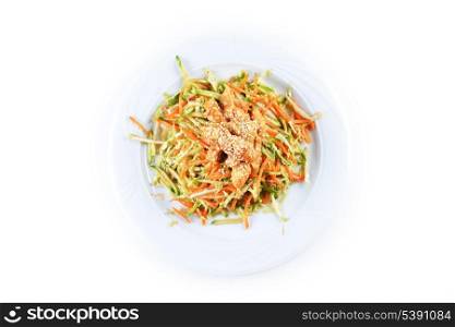 salad of vegetables and meat on plate