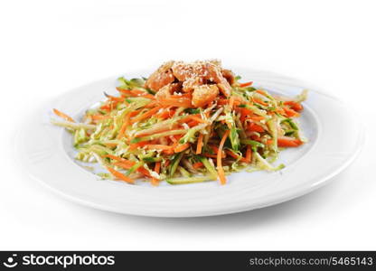 salad of vegetables and meat on plate