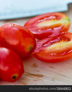 Salad Tomatoes Meaning Wooden Board And Food