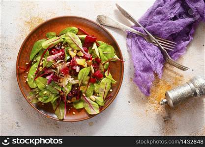 salad with beet and mangold, diet food