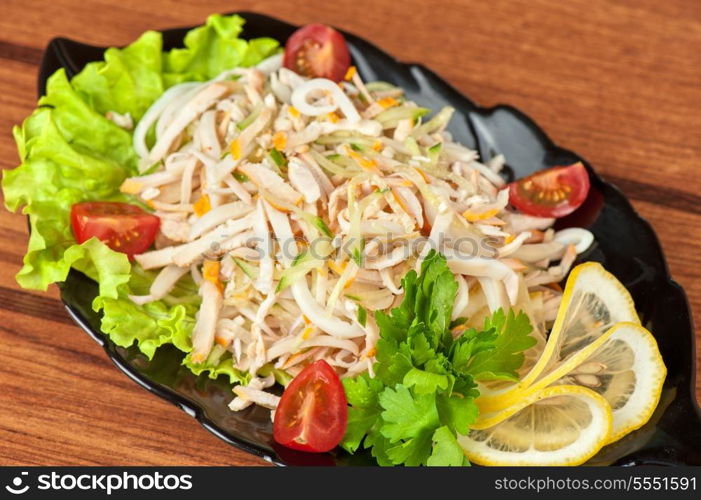 Salad with calamary and fresh vegetable