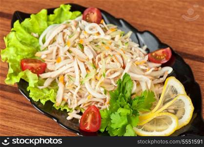 Salad with calamary and fresh vegetable