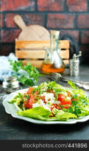 salad with cheese and tomato, diet food, tomato salad with feta