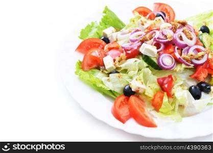 salad with feta cheese and fresh vegetables