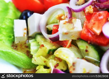 salad with feta cheese and fresh vegetables