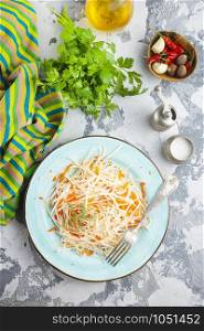 salad with fresh carrot and cabbage on plate