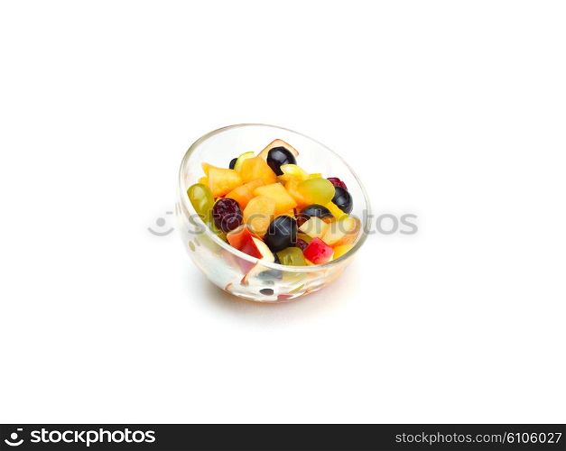 salad with fresh fruits and berries healthy food isolated on white backgound