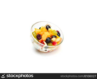 salad with fresh fruits and berries healthy food isolated on white backgound