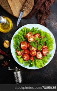 salad with fresh tomato, fresh vegetarian salad