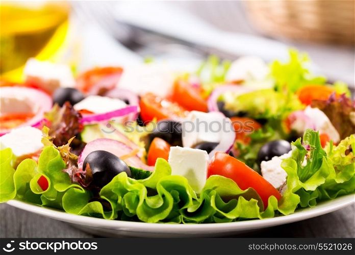 salad with fresh vegetables and feta cheese
