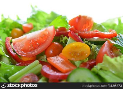 salad with lettuce and fresh vegetable close up