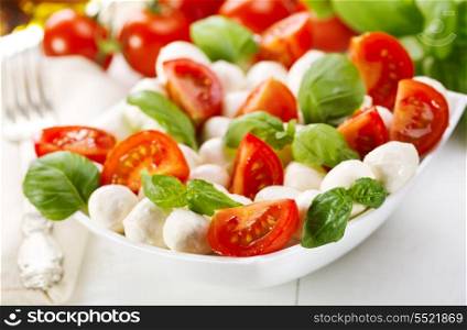 salad with mozzarella, tomatoes and green basil