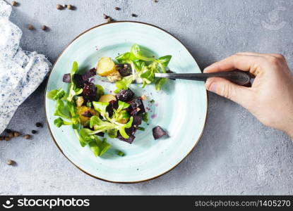 salad with nuts and boiled beet, fresh salad