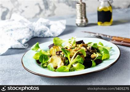 salad with nuts and boiled beet, fresh salad