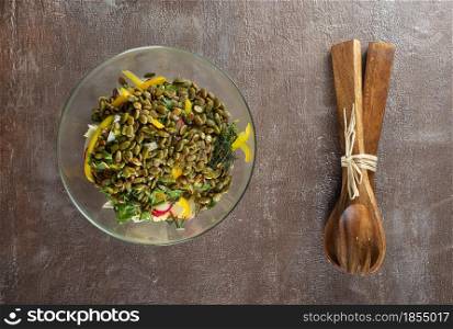 salad with pumpkin seed, diet salad, fresh vegetable salad