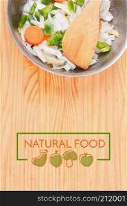 Salad with rectangle frame border of Vegan Menu card. Healthy eating concept