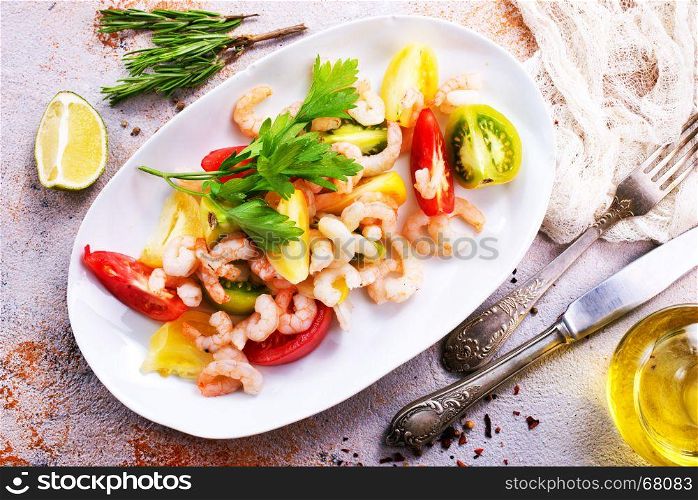 salad with shrimps on the plate,stock photo