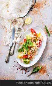 salad with shrimps on the plate,stock photo