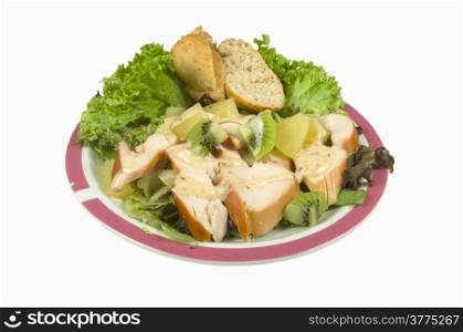 Salad with smoked chicken and pineapple.