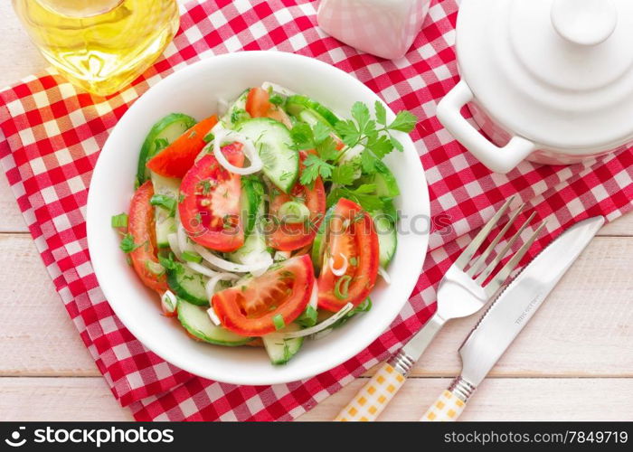 Salad with tomatoes and cucumbers