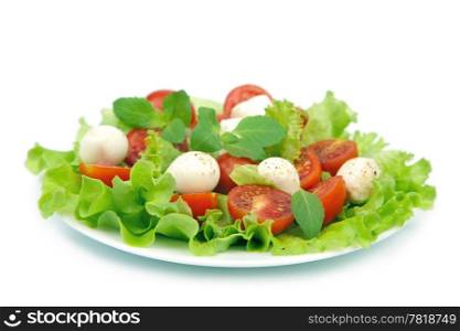 salad with tomatoes and mozzarella isolated