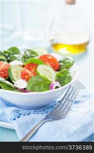 salad with tomatoes cucumber and goat cheese