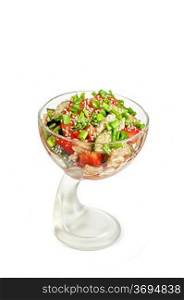 Salad with vegetable: pepper, tomato, cucumber and lettuce