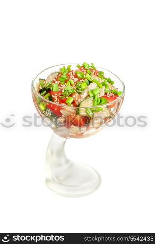 Salad with vegetable: pepper, tomato, cucumber and lettuce