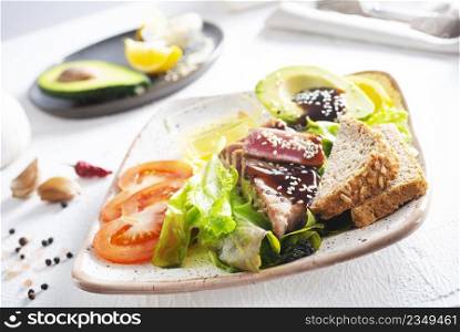 salad with vegetables and tuna, diet food