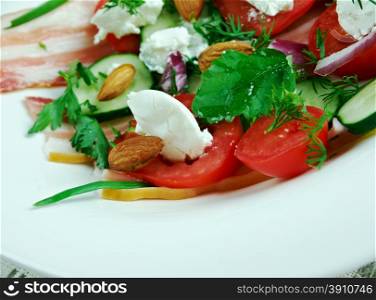 Salade Aveyronnaise. French cuisine close up