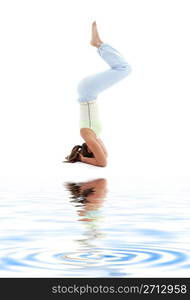 salamba sirsasana supported headstand on white sand