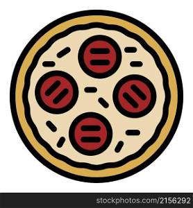 Salami pizza icon. Outline salami pizza vector icon color flat isolated. Salami pizza icon color outline vector