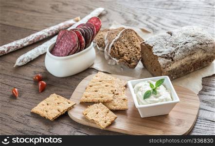Salami with bread