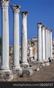 Salamis was built by the Romans, it later became Byzantine Constantia and was destroyed by the Arabs in 648AD.