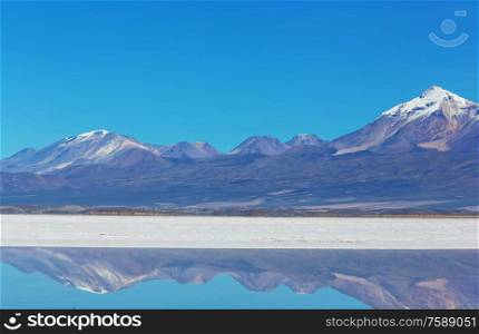 Salar de Uyuni, Bolivia. Largest salt flat in the world unusual landscape nature