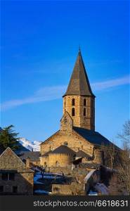 Salardu village church in Lerida Catalonia of Spain Pyrenees in Aran Valley