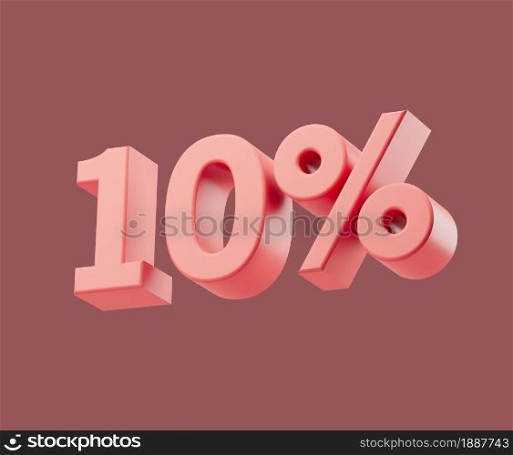 Sale 10 percent on pastel background. 3d render illustration. Isolated object with soft shadows. Sale 10 percent on pastel background. 3d render illustration. Isolated object