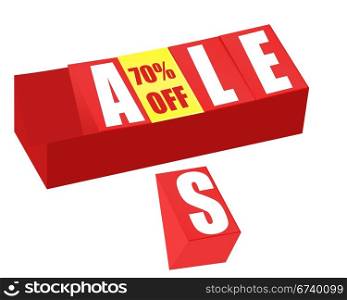 Sale and seventy percent off sign brick
