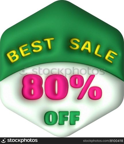 Sale banner design,Shopping deal offer discount,Best sale 80 percent off. 3d illustration