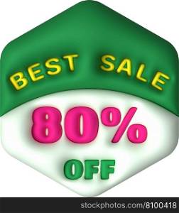 Sale banner design,Shopping deal offer discount,Best sale 80 percent off. 3d illustration