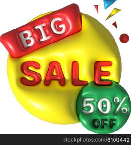 Sale banner design,Shopping deal offer discount,Big sale 50 percentage off.3D illustration
