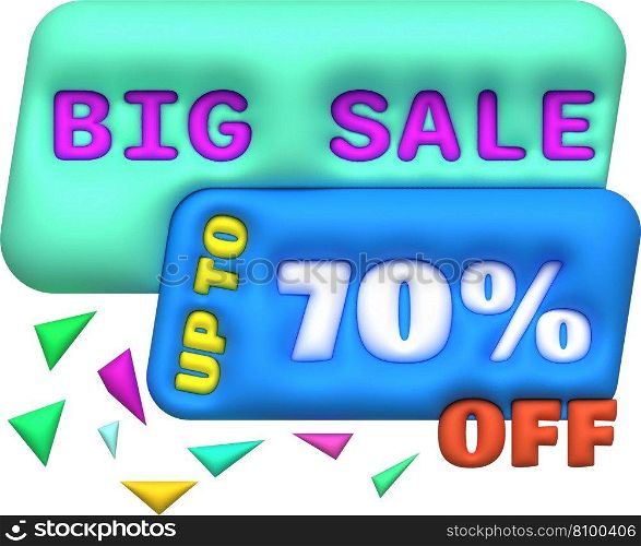 Sale banner design,Shopping deal offer discount,Big sale up to 70 percent off.3d illustration