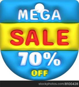 Sale banner design,Shopping deal offer discount,Mega sale 70 percentage off.3d illustration