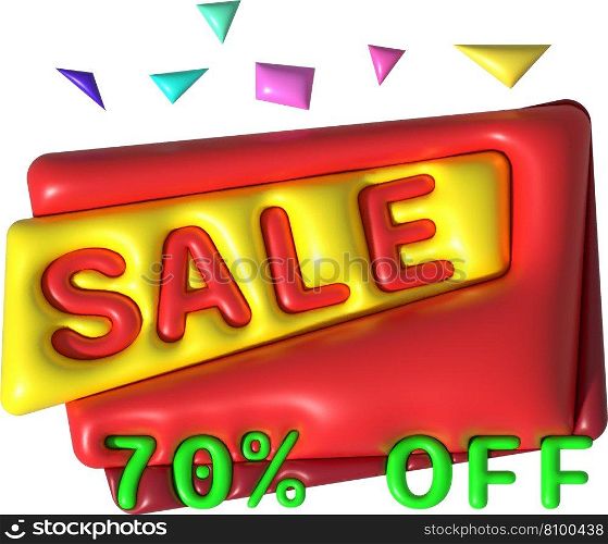 Sale banner design,Shopping deal offer discount,Sale 70 percentage off.3d illustration