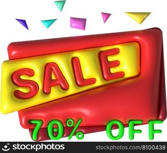 Sale banner design,Shopping deal offer discount,Sale 70 percentage off.3d illustration