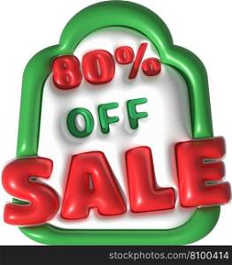 Sale banner design,Shopping deal offer discount,sale 80 percent off.3d illustration
