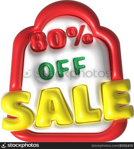 Sale banner design,Shopping deal offer discount,sale 80 percent off.3d illustration