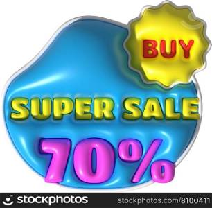 Sale banner design,Shopping deal offer discount,Super sale 70 percentage.3d illustration