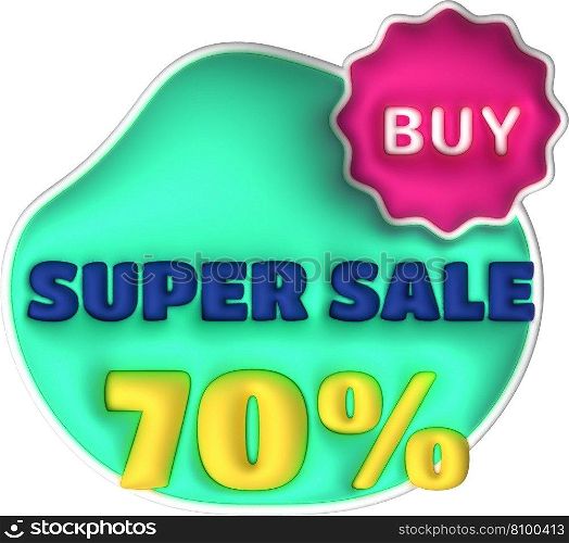 Sale banner design,Shopping deal offer discount,Super sale 70 percentage.3d illustration